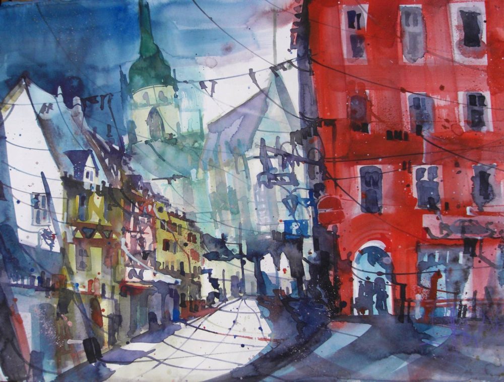 Colmar (Frankreich), Watercolor 56/76 cm, Andreas Mattern, 2015