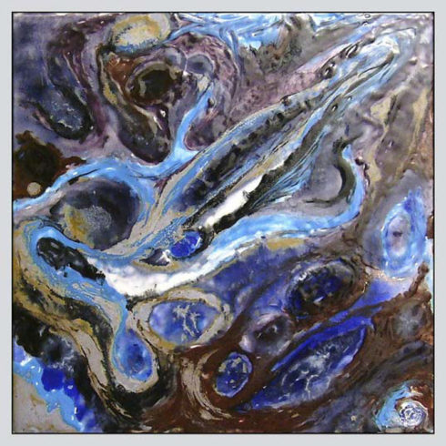 Quelle Glasurenmalerei auf Terrakottaplatte, 2005, 33 x 33 cm