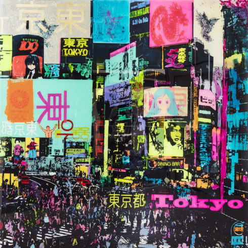 Sandra Rauch Good traffic in Shibuya 2016 Mischtechnik auf Acryl 200 x 200 cm