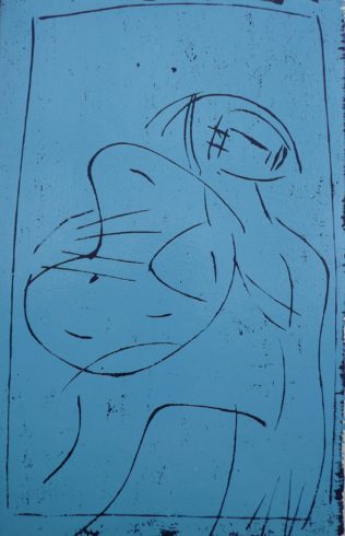 Malerin, 2005/07, Holzschnitt, 57 x 37 cm, © VG Bild-Kunst, Bonn 2017/ Horst-Dieter Gölzenleuchter, Foto: Horst-Dieter Gölzenleuchter