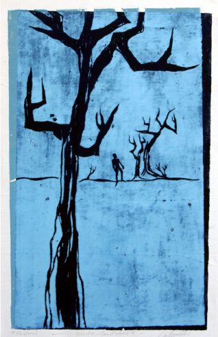 Winterlandschaft, 2010, Holzschnitt, 115 x 70 cm, VG Bild-Kunst, Bonn 2017/ Horst-Dieter Gölzenleuchter, Foto: Horst-Dieter Gölzenleuchter