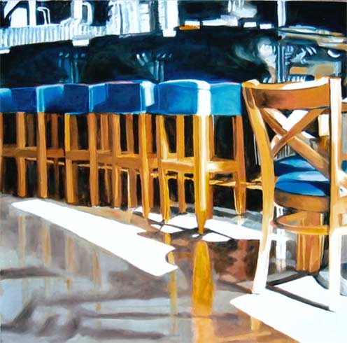 Bild 18 »Hocker blau«, Öl auf Leinwand, 80 x 80 cm