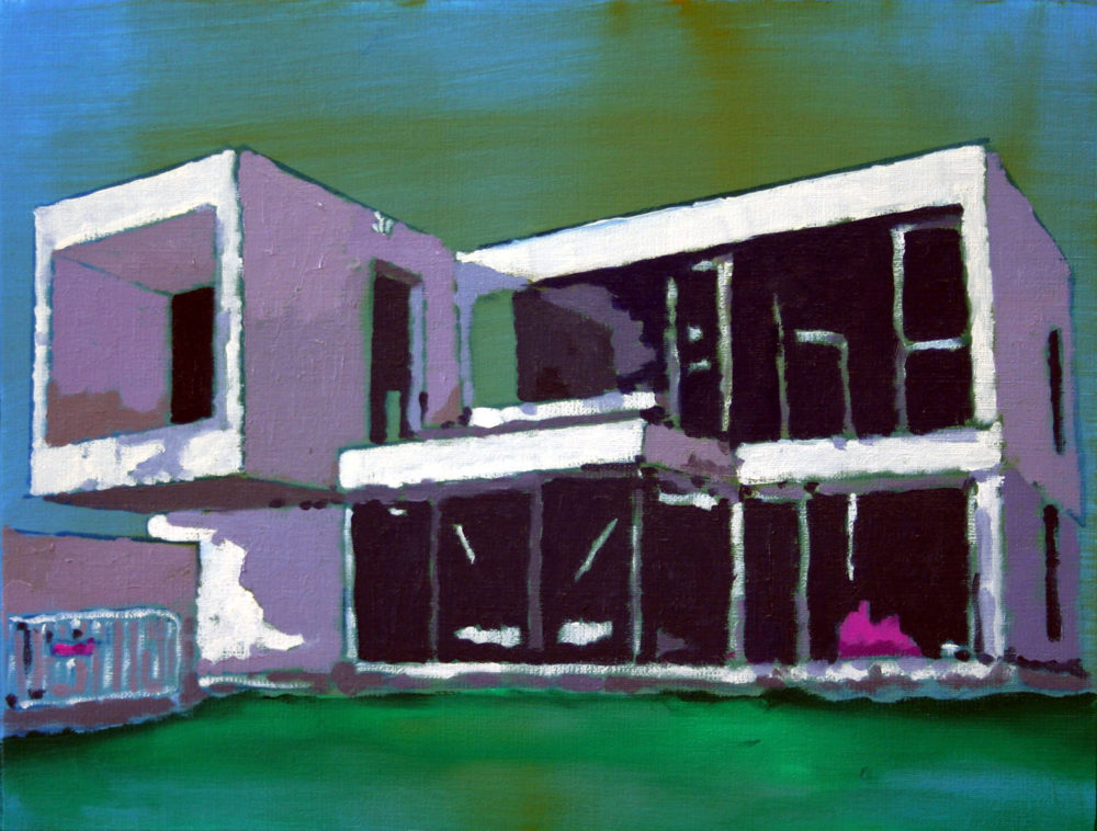 Bauhaus, Öl auf Papier, 24,5 x 32 cm, 2017