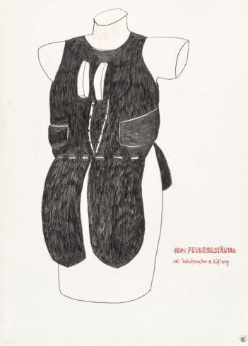 Aus der Serie: Trautes Heim, 2011 (Serie seit 2007), Grafit, Tusche und Klebeband auf Papier, 70 x 50 cm