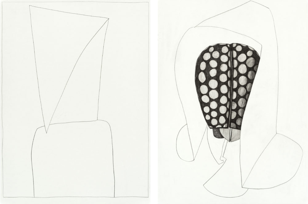 Von Angesicht zu Angesicht, 2018, aus Kapitel V der Serie: Nachrichten aus dem Paradies (Serie seit 2011); Grafit auf Büttenpapier; je 76 x 56 cm © VG Bild-Kunst, Bonn 2018/ Barbara Wrede, Fotos: Friedhelm Hoffmann, Berlin