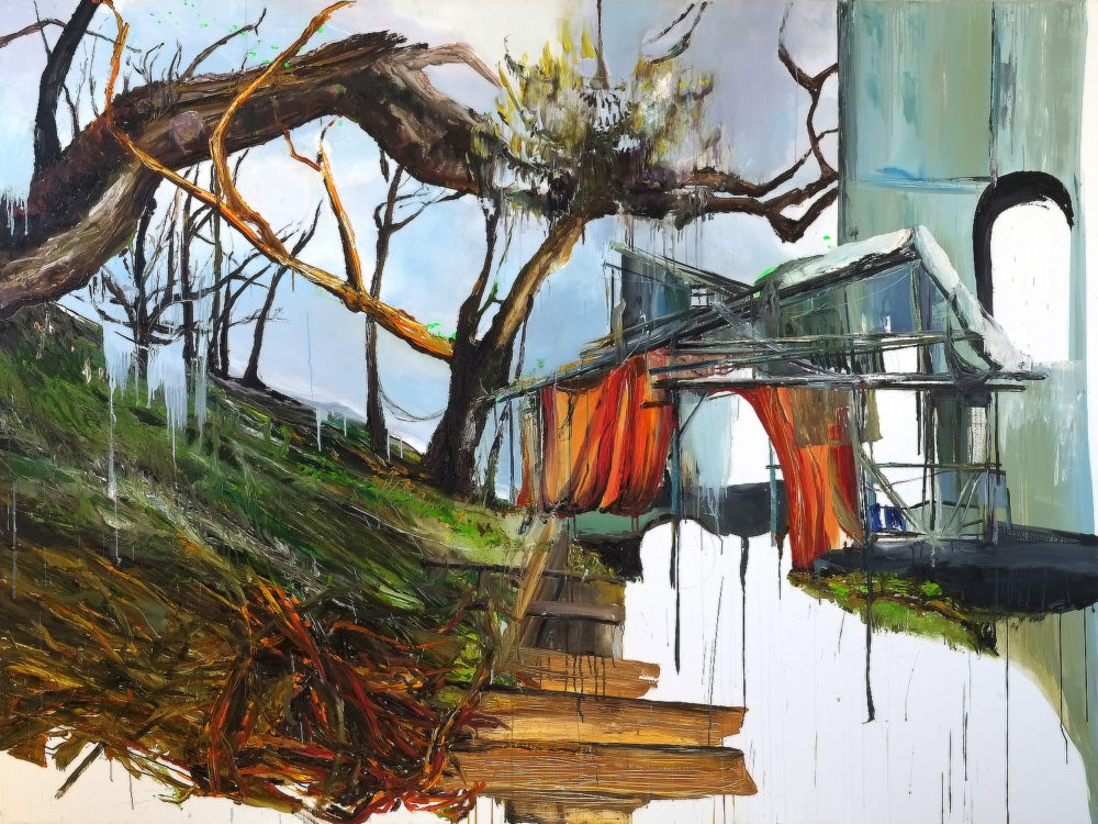 Kurislkoje Krone, 2016, Öl auf Leinwand, 200 x 240 cm © VG Bild-Kunst, Bonn 2018/ Stephanie Abben, Foto: Stephanie Abben