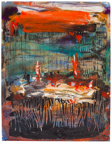 Toledo, 2011, Ölkreide und Feuer auf Papier, 32 x 25 cm VG Bild-Kunst, Bonn 2020/ Horst Thürheimer, Foto: Sebastian Schels