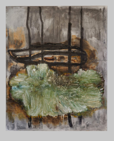 Sonate für Cello Solo, 2020, Grafit, Oilsticks und Feuer auf Bütten, 210 x 170 cm VG Bild-Kunst, Bonn 2020 / Horst Thürheimer, Foto: Thomas Lomberg