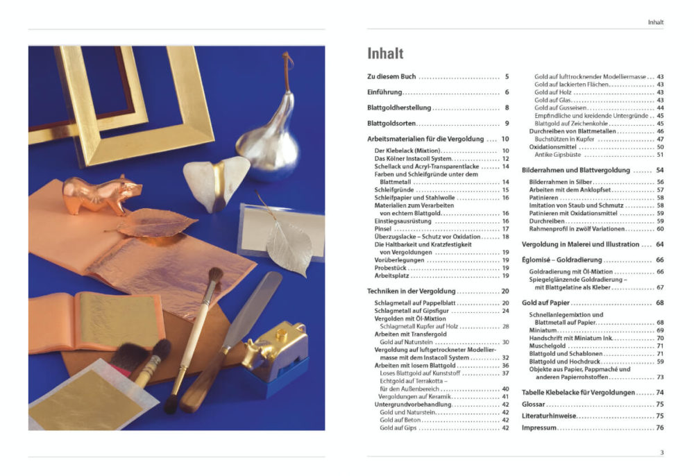 Buchinnenseite Vergolden mit Blattmetallen