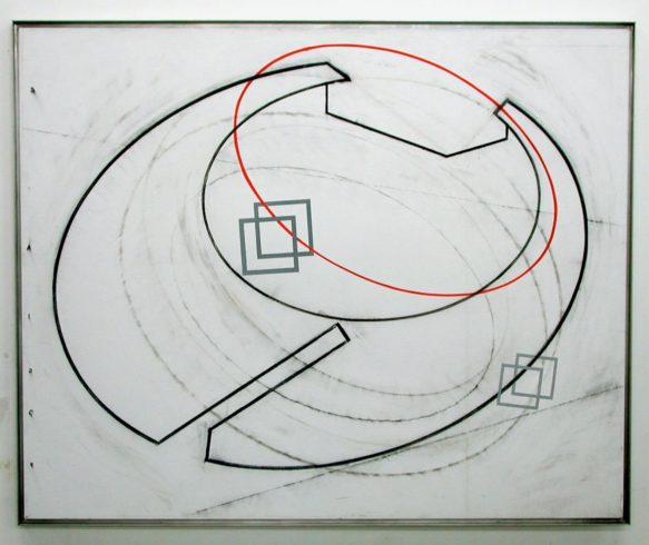 O.T. (Space behind Space), 2004, Zeichenkohle, Ölpastell auf Papier, 100 x 130 cm, O.T. (Hope, Fear & Responsibility), Atelieransicht 1989, © VG Bild-Kunst, Bonn 2020 / Ernst Hesse, Foto: Ernst Hesse
