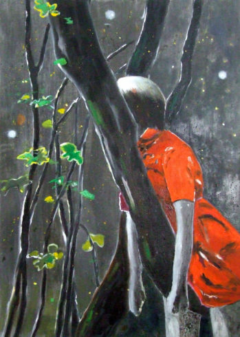 Die Rast, 2012, Öl auf Leinwand, 90 x 70 cm, Privatsammlung © VG Bild-Kunst, Bonn 2021/ Tanja Vetter, Foto: Alexander Horn
