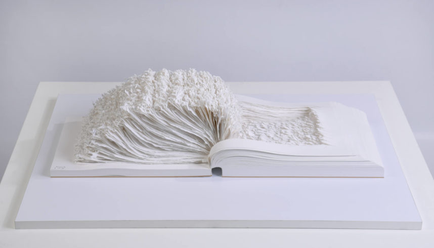 „7 VIII 82“, Blindbuch, 500 Bl., Schreibmaschinenpapier, DIN A 4, kopfgeleimt, 21,5 x 70 x 50 cm (H x B x T), 1982 Foto: Oskar Holweck Nachlass/Sabine Hafner Photographie
