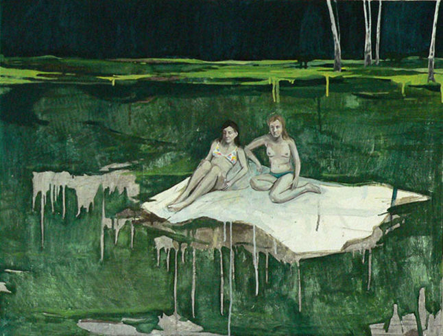Waldsee, 20211, Eitempera und Öl auf Baumwolle, 70 x 92 cm © VG Bild-Kunst, Bonn 2021/ Meike Lohmann, Foto: Tobias Ziegler.