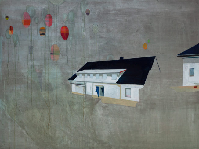 Balloon, 2016, Mischtechnik und Stickerei auf Baumwolle, 110 x 145 cm © VG Bild-Kunst, Bonn 2021/ Meike Lohmann, Foto: Tobias Ziegler.