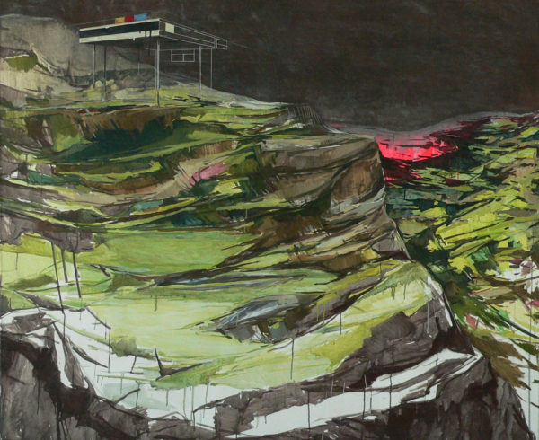 We’re coming down, 20211, Kasein auf Baumwolle, 140 x 170 cm © VG Bild-Kunst, Bonn 2021/ Meike Lohmann, Foto: Tobias Ziegler.