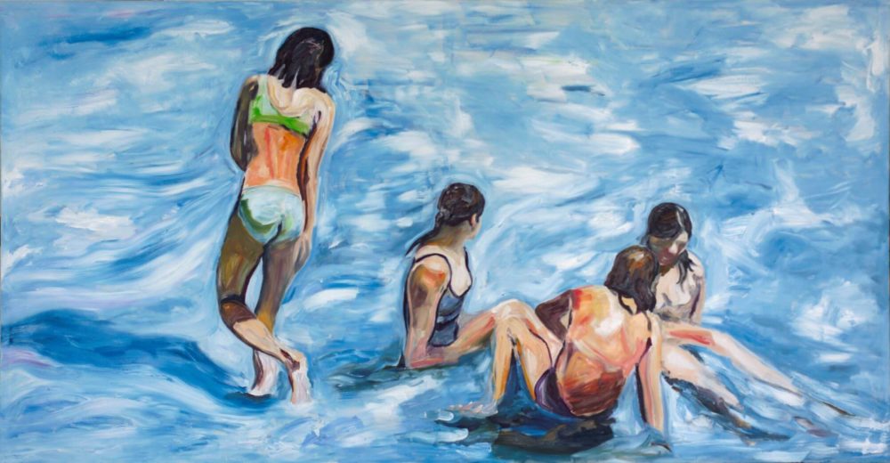 No Pebbles here, 2004, Öl auf Leinwand, 157 x 300 cm, Privatsammlung © Chunqing Huang, Foto: Tom Wolf