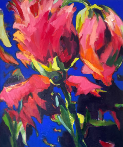 Tulpenrose, 2022, Acryl und Collage auf Leinwand, 120 x 100 cm Foto: Klaus Schaefer