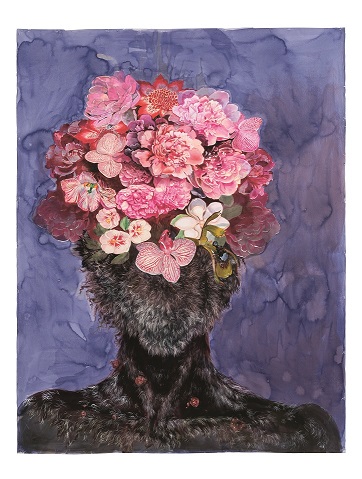 Firelei Báez, Of Love Possessed (lessons on alterity for G.D. and F.G. at a local BSS), 2016, (page 41, image 1), Acrylic on Yupo paper, 213,4 x 142,2 cm, Collection Spelman College Museum of Fine Art, Atlanta, GA, USA. Picture credit: © the artist / Courtesy the artist and James Cohan, New York. [