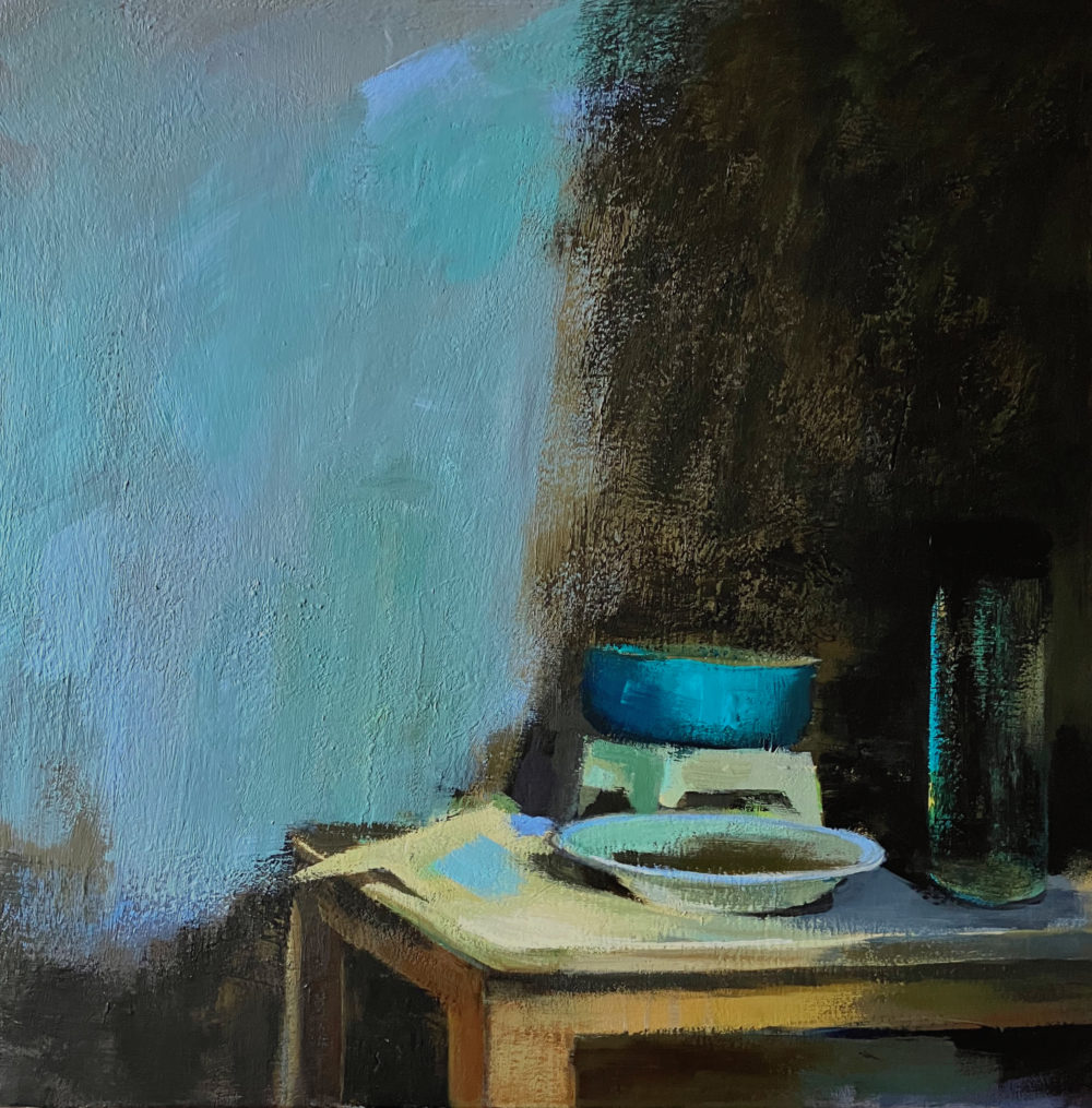 Die Nachricht, 2022, Acryl auf Leinwand, 80 x 80 cm © und Foto: Carola Dewor