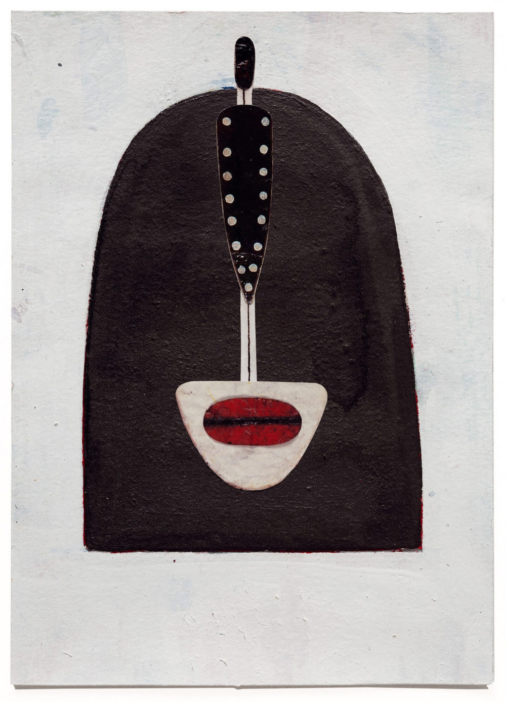 Aus der 60-teiligen Serie Burka Hidschab Nonnenschleier, 2018–19, Acryl, Grafit und Collage auf Fotokarton, 23 x 16,5 cm © VG Bild-Kunst, Bonn 2023/Cholud Kassem, Foto: Dorothea Burkhardt © VG Bild-Kunst, Bonn 2023/Dorothea Burkhardt