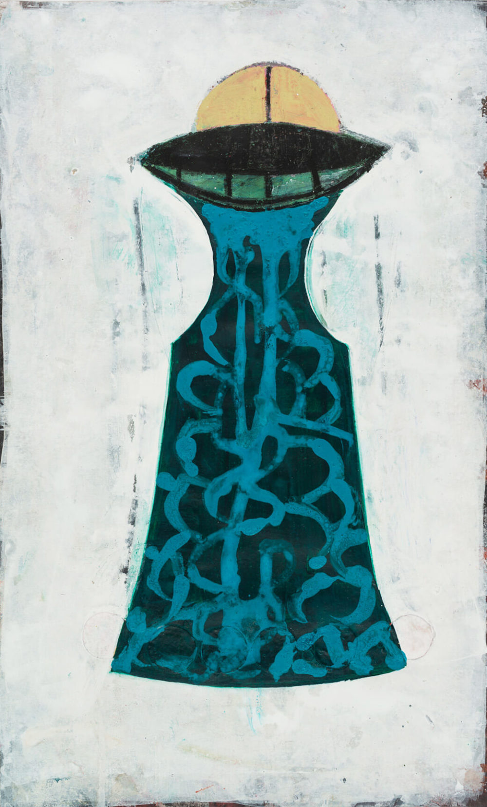 Erinnerungsspeicher, Aus der 10-teiligen Serie Erinnerungsspeicher, 2021, Acryl, Ölpastell auf Fotokarton © VG Bild-Kunst, Bonn 2023/Cholud Kassem, Foto: Eyal Pinkas