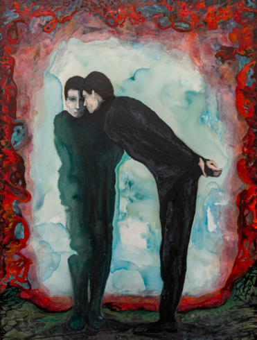 Spiegelung 2018, Acrylfarbe und Pigment auf Leinwand, 160 x 120 cm