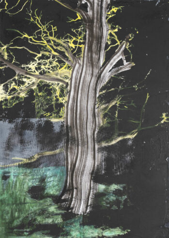 Cosima Hawemann,2023, Ivenack b, Acryl und Siebdruck auf Karton, 70 x 50 cm, Foto Nadine Preiß