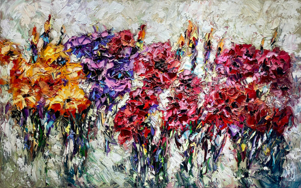 Sommerfreude, 2024, Öl pastos auf Leinwand, 97 x 162 cm.