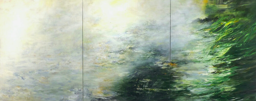 Ufer, 2000; 3-teilig, Acryl, Öl und Quarzsand auf Leinwand, 240 x 600 cm © Bernhard Krug, Foto: Bernhard Krug