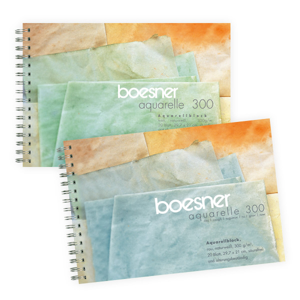 boesner – Aquarelle 300 Profi-Aquarellblock mit Spiralbindung