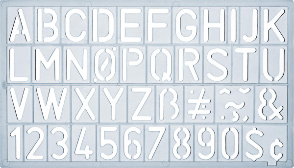 ars nova Schrift-/Zahlenschablone, Standard inkl. Sonderzeichen